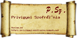 Privigyei Szofrónia névjegykártya