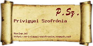 Privigyei Szofrónia névjegykártya